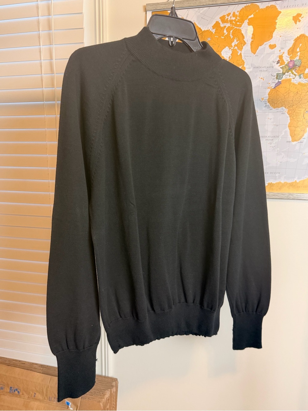 Vintage Club Classics Black Mock Neck Sweater XL 100% Cotton